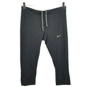 Nike Womens Dri Fit Black Drawstring Athletic Capri Pants Size Small